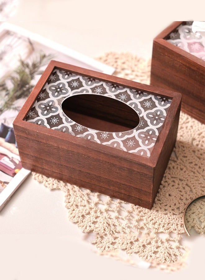 صندوق مناديل خشبي عتيق، منظم مناديل طاولة، موزع مناديل مزخرف للمنزل والمكتب والمطبخ وغرفة الطعام - Image 1