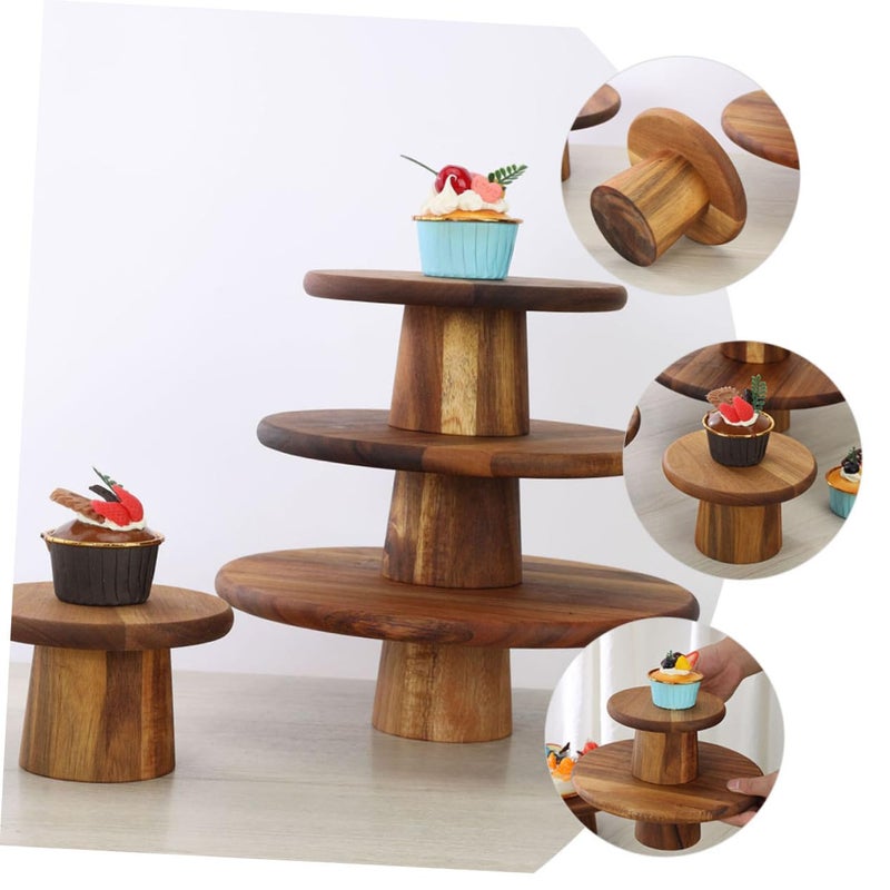 Wooden High Foot Cake Stand 12 Inch Japanese Style Dessert Display Tray For Home Afternoon Tea - Image 3