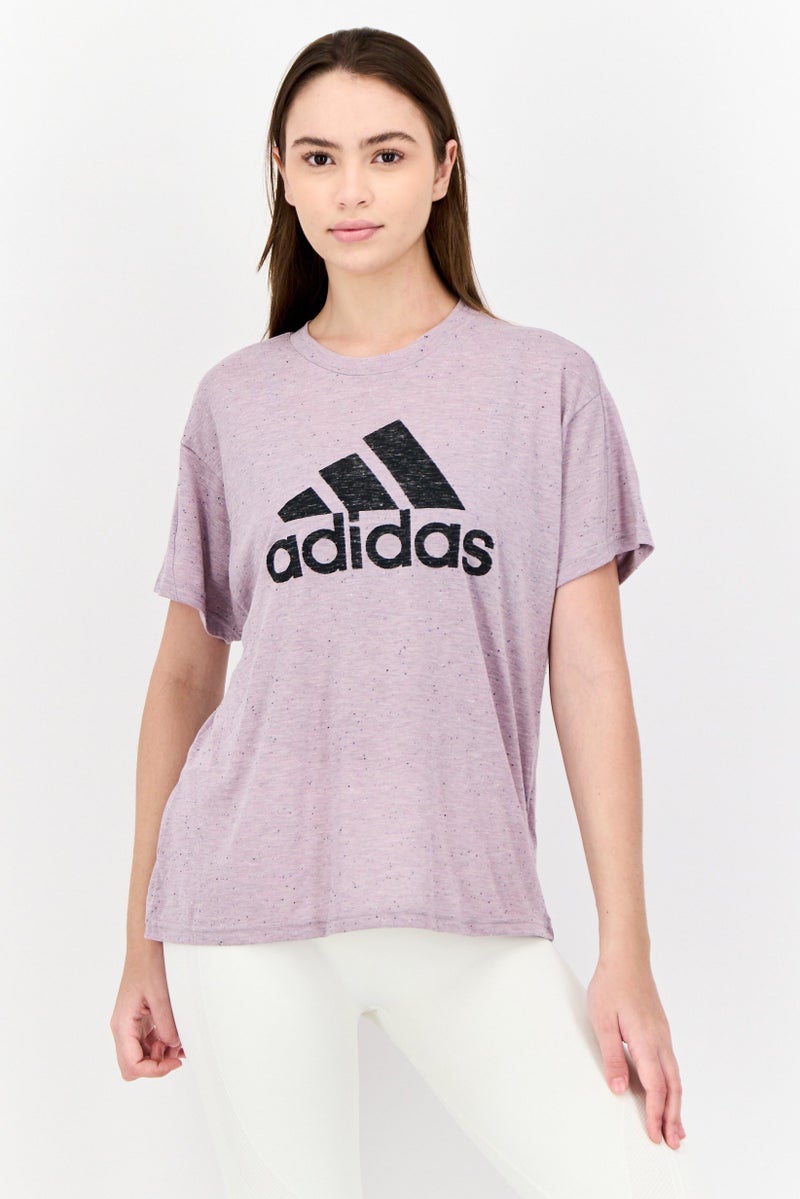 Adidas Women Sportswear Fit Short Sleeve Outdoor T-Shirt, Purple - Image 1