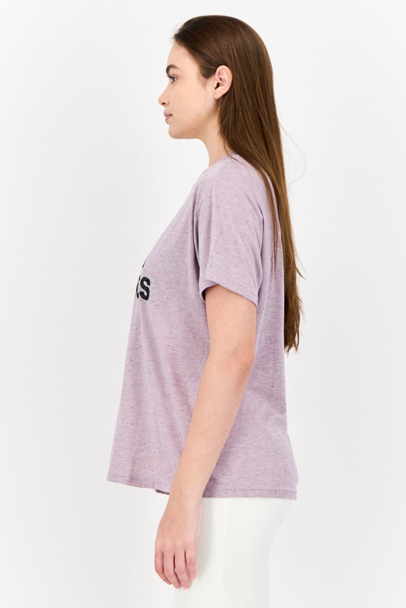 Adidas Women Sportswear Fit Short Sleeve Outdoor T-Shirt, Purple - Image 2