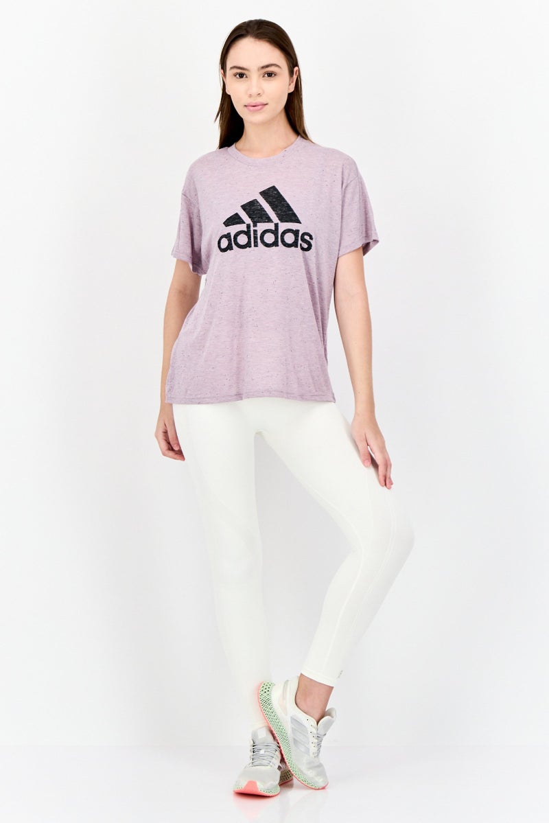 Adidas Women Sportswear Fit Short Sleeve Outdoor T-Shirt, Purple - Image 4
