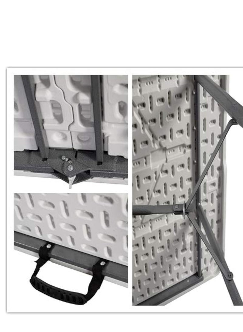 ECVV 6ft Folding Table with Spacious 180x70x74cm Tabletop & Sturdy Metal Frame â€“ Waterproof, Portable, Foldaway, & Easy Assembly - Ideal for Parties, BBQ, Camping, Beach, Indoor & Outdoor Use White - Image 5