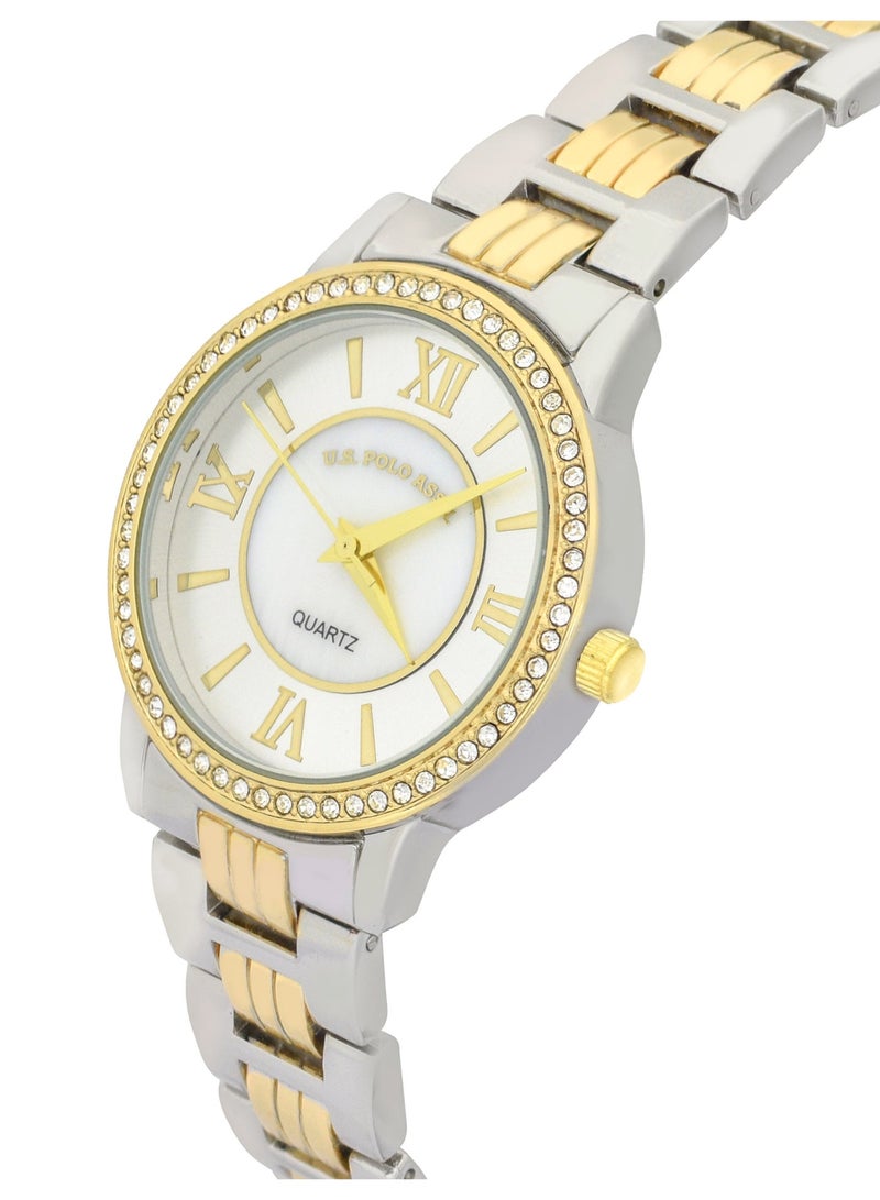 U.S. Polo Assn. Women's Quartz Watch, Analog Display and dual tone Set watch - Image 2