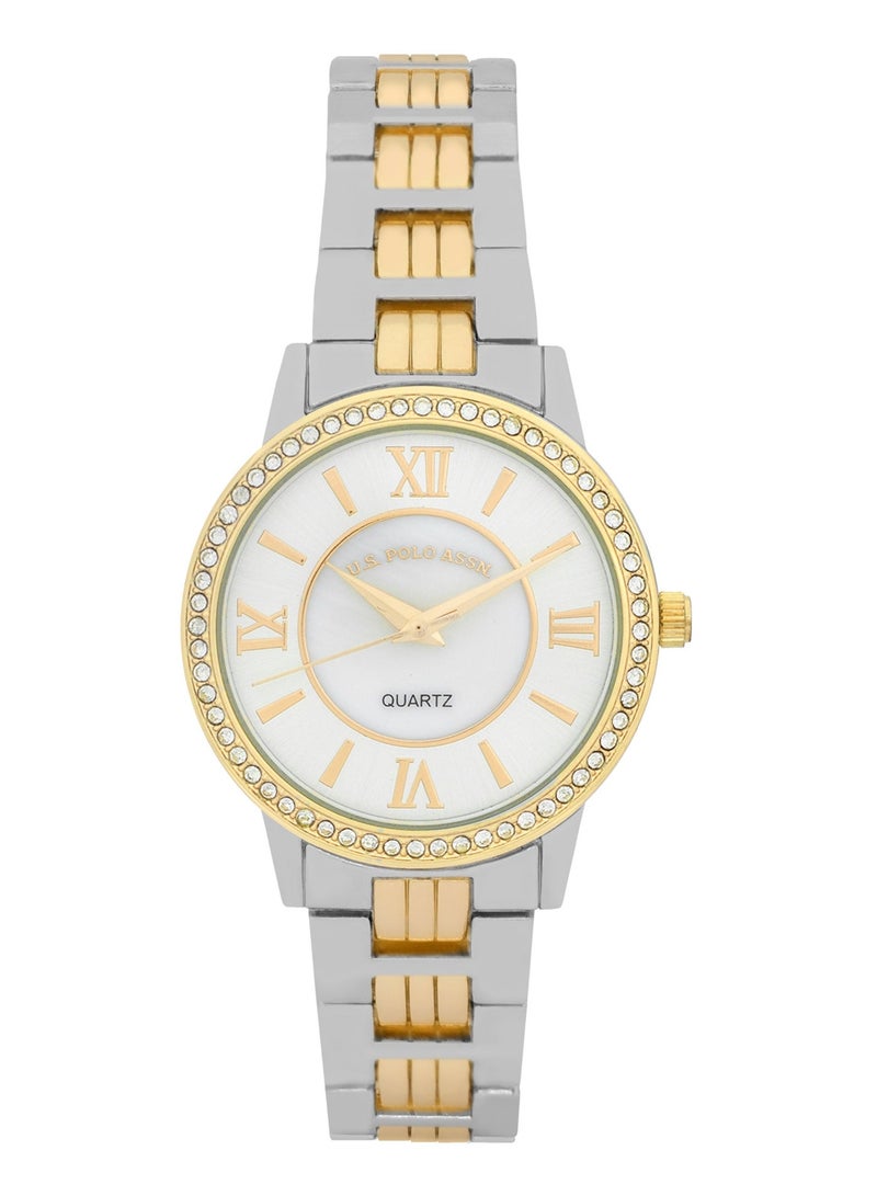 U.S. Polo Assn. Women's Quartz Watch, Analog Display and dual tone Set watch - Image 3