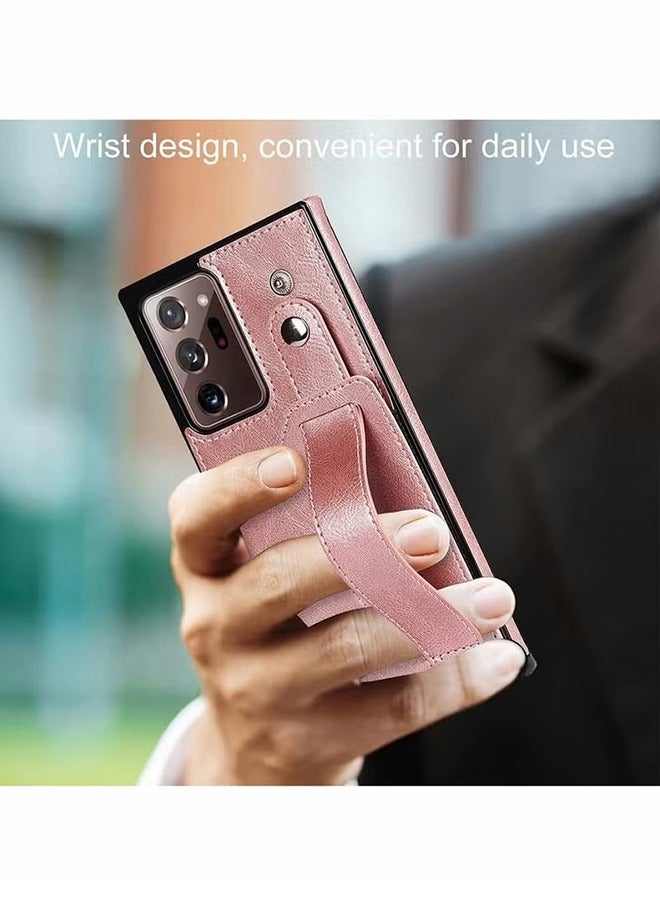 HY Case for Samsung Note 20 Ultra Wallet with Adjustable Wrist Strap Kickstand PU Leather Credit Card Holder Hybrid Protective Cover Galaxy 5G 6.9" Rose Gold  - Image 2