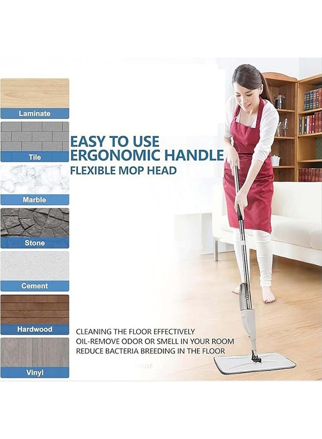 XiuWoo Spray Mop for WetMicrofiber  and Dry Floor Cleaning, Reusable Mop Pads Head, Dirt Cleaner 360 Degree Spin, White, 4 pcs of spray cloth, 400ml - Image 2
