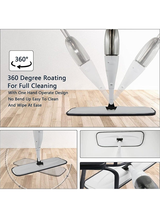 XiuWoo Spray Mop for WetMicrofiber  and Dry Floor Cleaning, Reusable Mop Pads Head, Dirt Cleaner 360 Degree Spin, White, 4 pcs of spray cloth, 400ml - Image 3