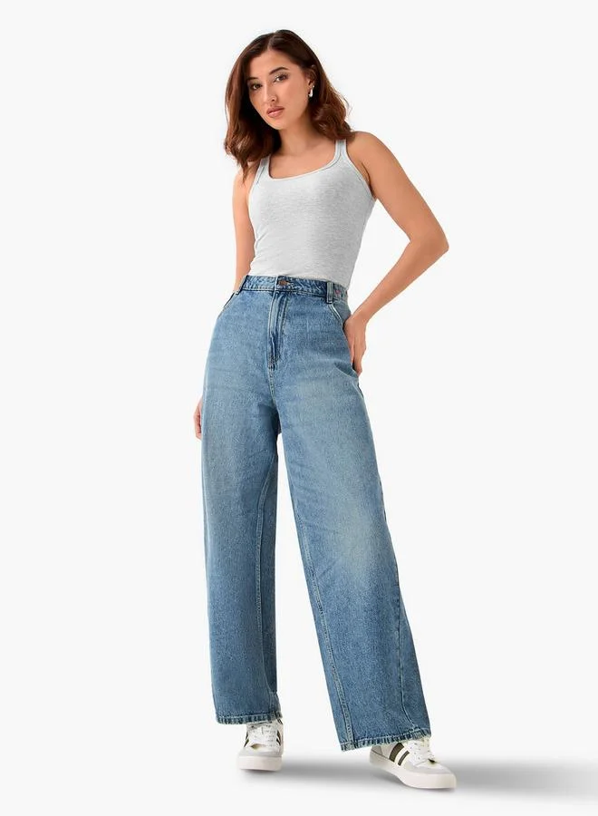 Lee Cooper Lee Cooper Baggy Fit High Waist Jeans with Twisted Seam