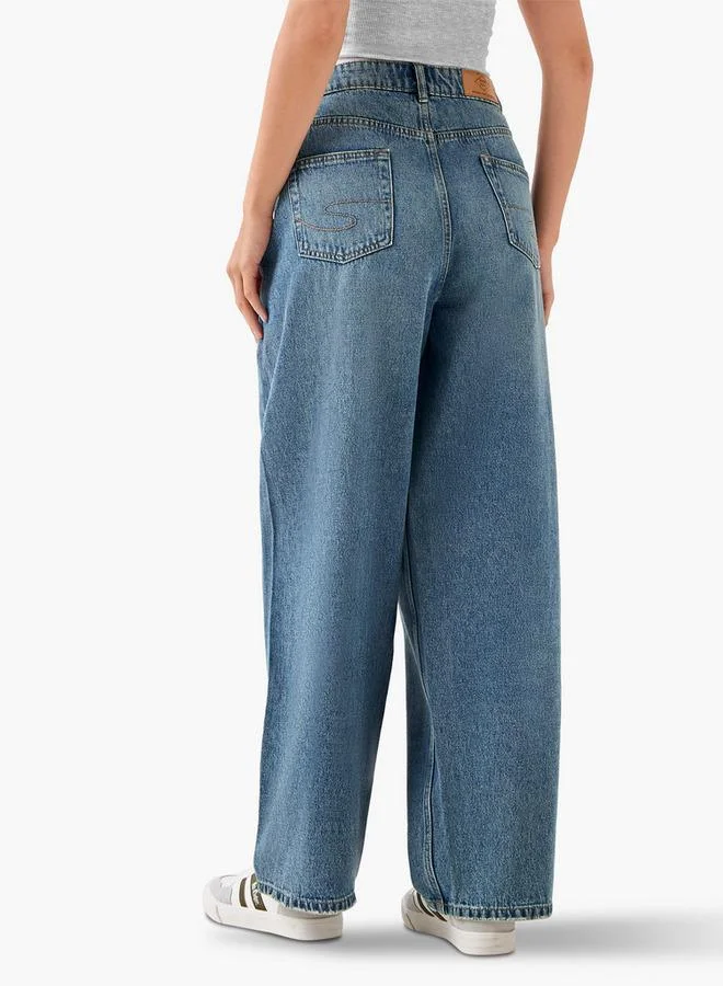 Lee Cooper Lee Cooper Baggy Fit High Waist Jeans with Twisted Seam