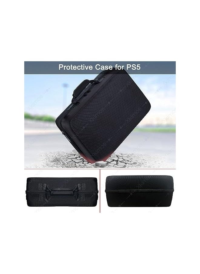 Topleo PS5 Gaming Storage Bag For Portable Cross-Body Or For Hanging On A Suitcase Rugged, ,Waterproof, Large Capacity, Soft Compartment Suitable For PS5 Game Console To Carry On A Trip (Black)  - Image 4