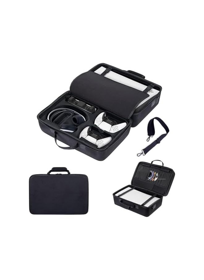 Topleo PS5 Gaming Storage Bag For Portable Cross-Body Or For Hanging On A Suitcase Rugged, ,Waterproof, Large Capacity, Soft Compartment Suitable For PS5 Game Console To Carry On A Trip (Black)  - Image 1