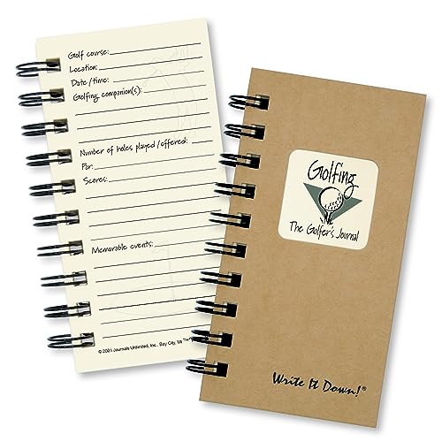 Write it Down series by Journals Unlimited, Guided Journal, Golfing, The Golfer's Journal, Mini-Size 3”x5.5”, Kraft Hard Cover, Made in USA - Image 1