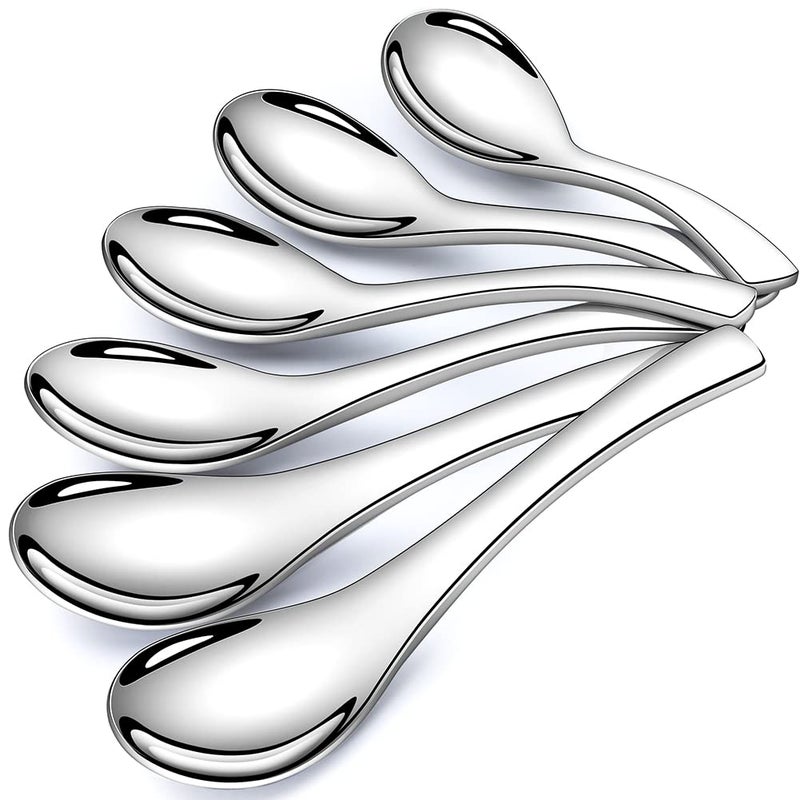 Aoosy Soup Spoons  6 Pieces Stainless Steel Korean Spoons  Asian Soup Spoons  6.3 Inches Heavy Duty Asian Thick Short Handle Ramen Spoons For Soup Cereals  Chinese Spoon - Image 1