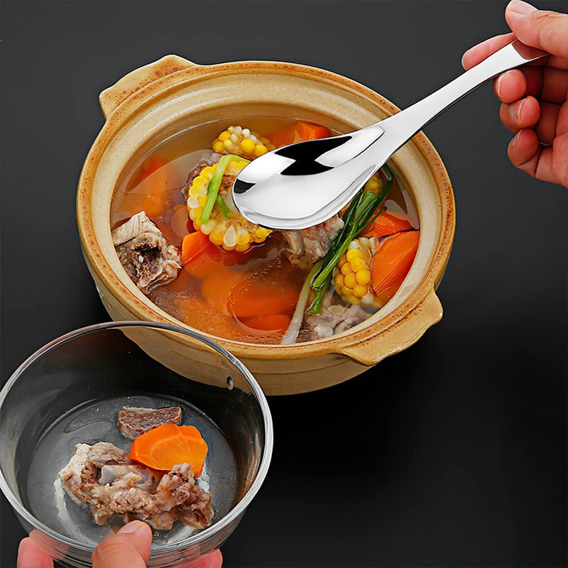 Aoosy Soup Spoons  6 Pieces Stainless Steel Korean Spoons  Asian Soup Spoons  6.3 Inches Heavy Duty Asian Thick Short Handle Ramen Spoons For Soup Cereals  Chinese Spoon - Image 5