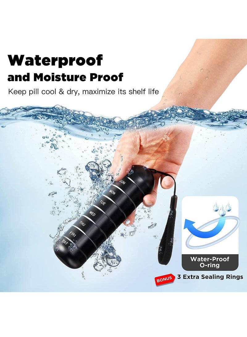 SOLARAE Pill Organizer, Metal Moisture Proof Weekly, Stackable Aluminum Alloy BPA Free Travel Hiking 7 Day Pill Box Case Waterproof and Large Compartment to Hold Pills, Vitamins, Fish Oil, Supplements - Image 4