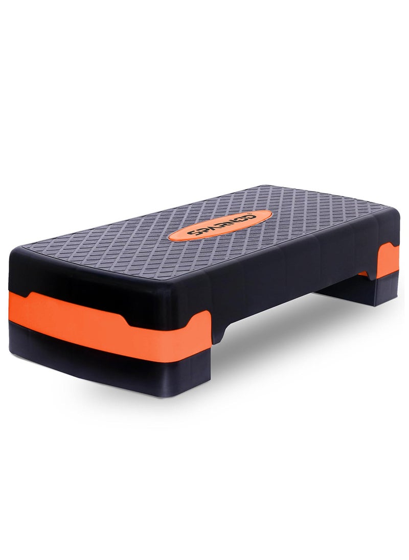Sparnod Fitness Sparnod Fitness SAS-1000 Aerobic Gym Stepper for Exercise at Home, Adjustable Height, Anti-Skid Surface, Supports up to 225 kg, Compact & Portable, Ideal for Cardio, Strength Training & Pilates Orange  - Image 1