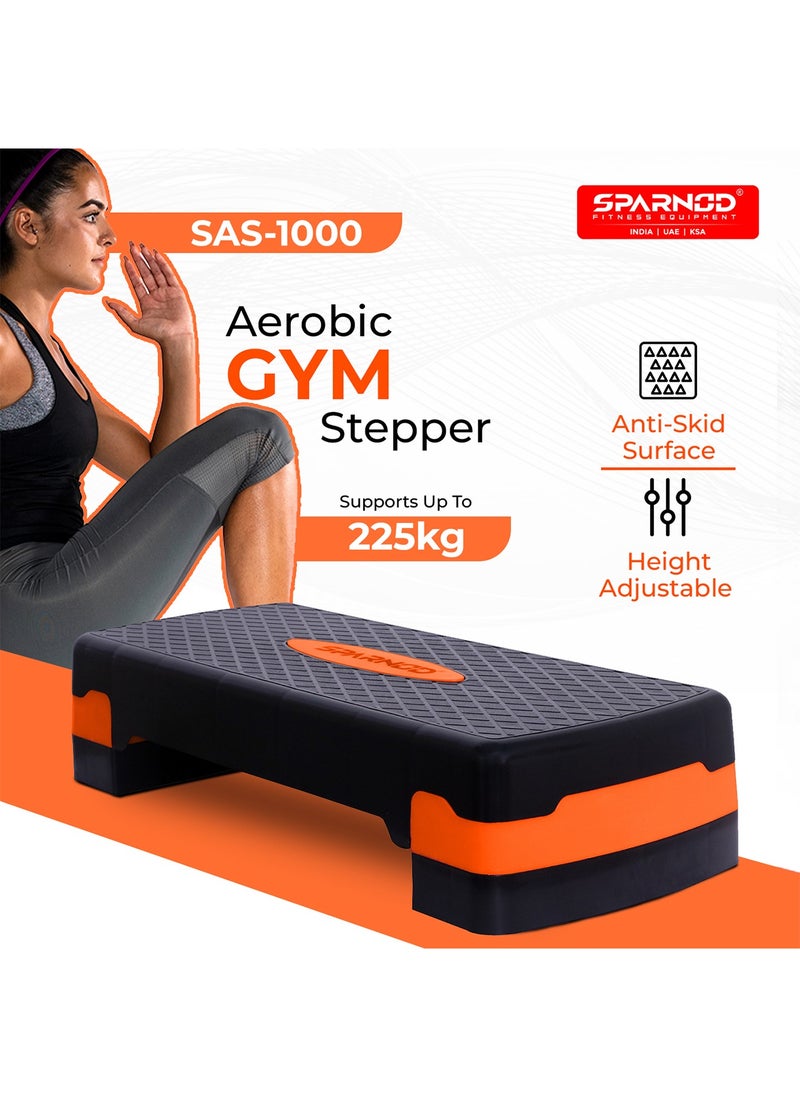 Sparnod Fitness Sparnod Fitness SAS-1000 Aerobic Gym Stepper for Exercise at Home, Adjustable Height, Anti-Skid Surface, Supports up to 225 kg, Compact & Portable, Ideal for Cardio, Strength Training & Pilates Orange  - Image 2