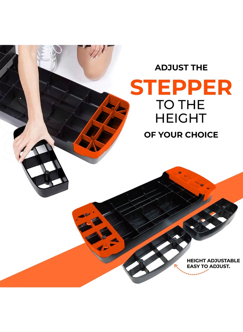 Sparnod Fitness Sparnod Fitness SAS-1000 Aerobic Gym Stepper for Exercise at Home, Adjustable Height, Anti-Skid Surface, Supports up to 225 kg, Compact & Portable, Ideal for Cardio, Strength Training & Pilates Orange  - Image 4