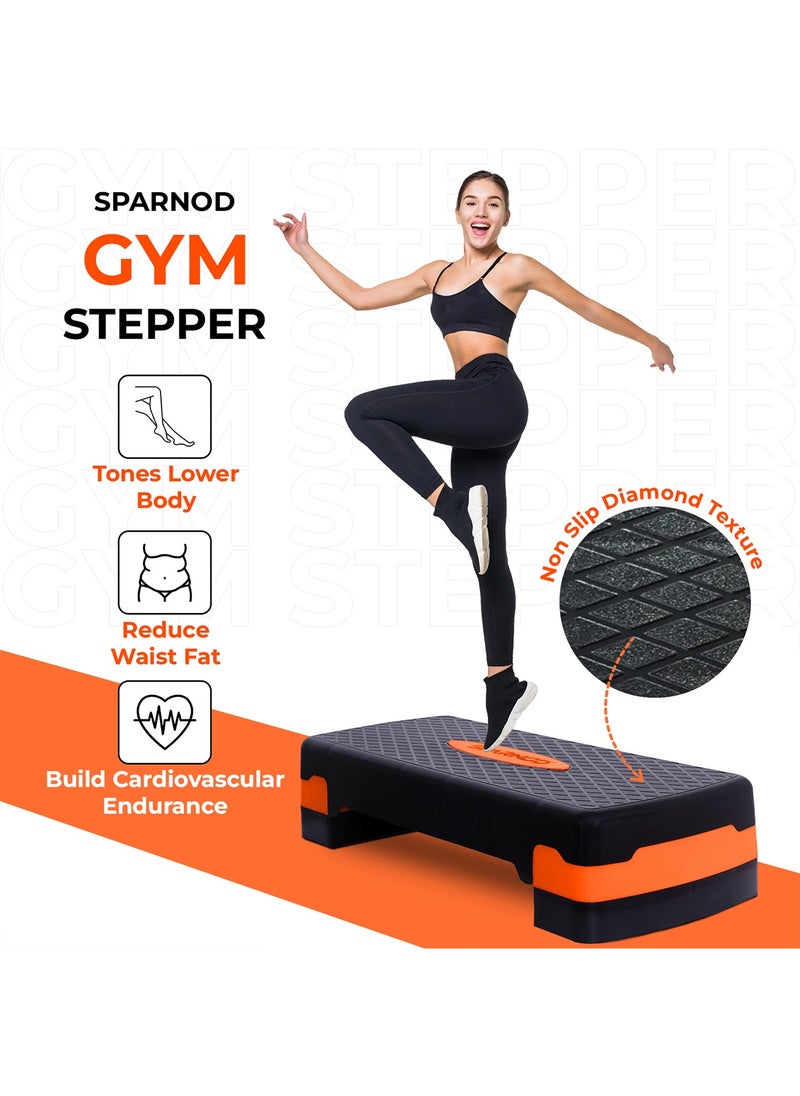 Sparnod Fitness Sparnod Fitness SAS-1000 Aerobic Gym Stepper for Exercise at Home, Adjustable Height, Anti-Skid Surface, Supports up to 225 kg, Compact & Portable, Ideal for Cardio, Strength Training & Pilates Orange  - Image 5