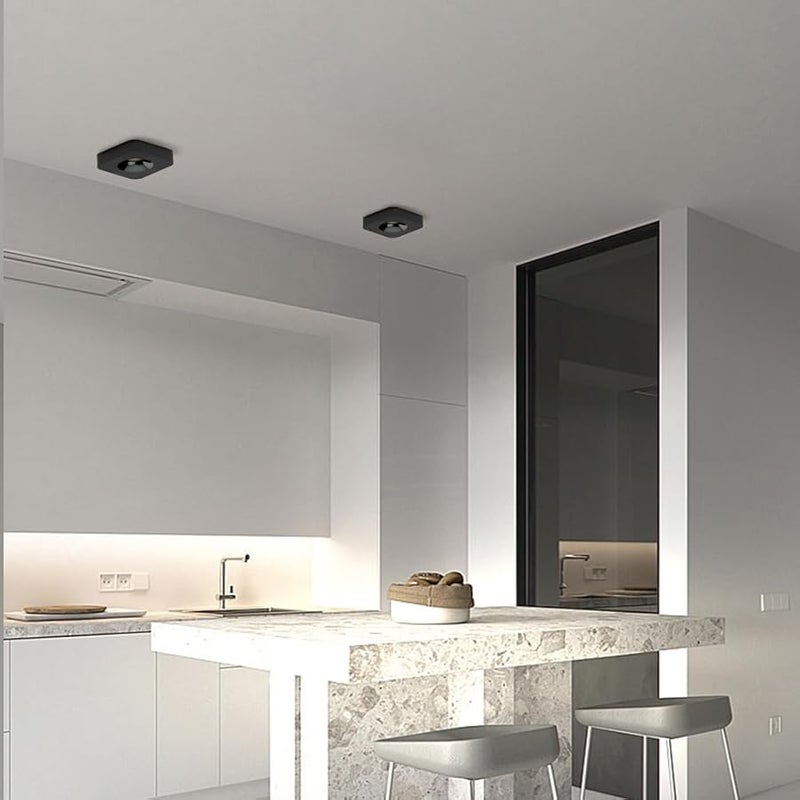 Black LED Spotlight Square Ceiling Lamp 9W 3 Color Mode Directional Light for Hallway Bedroom - Image 5