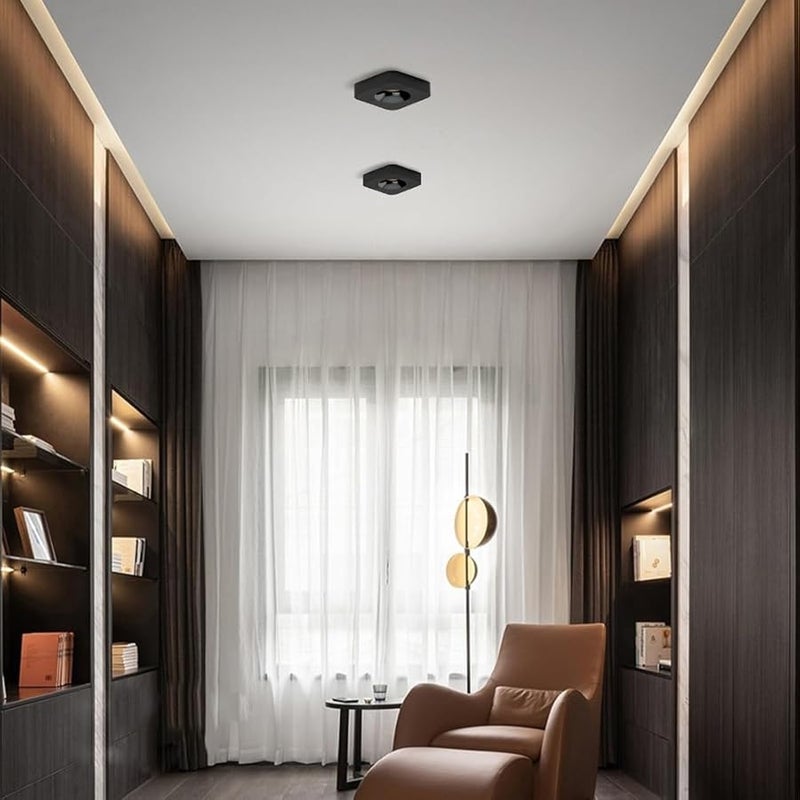 Black LED Spotlight Square Ceiling Lamp 9W 3 Color Mode Directional Light for Hallway Bedroom - Image 3