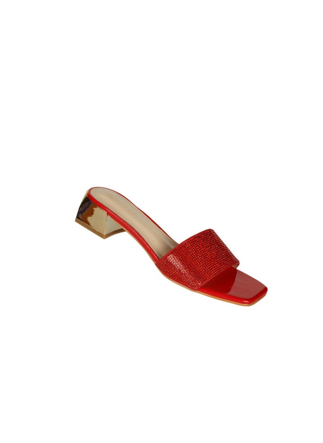 ZAYNA 221-55 Zayna Ladies  Fashion Mid Heel Slip on 18F4088-15 Red  - Image 1