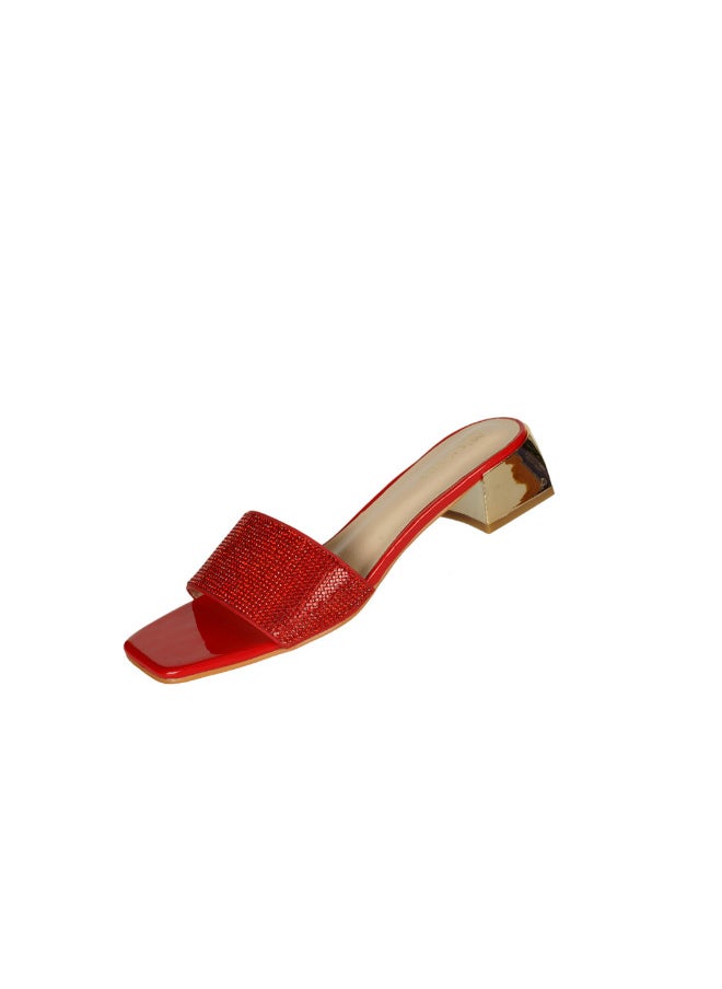 ZAYNA 221-55 Zayna Ladies  Fashion Mid Heel Slip on 18F4088-15 Red  - Image 3