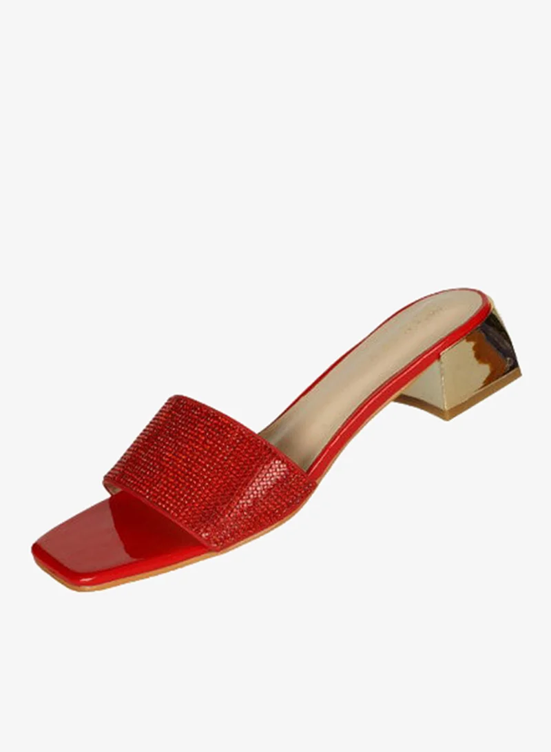 Zayna Red 221-55 Zayna Ladies  Fashion Mid Heel Slip on 18F4088-15 Red for Women | Best Price UAE