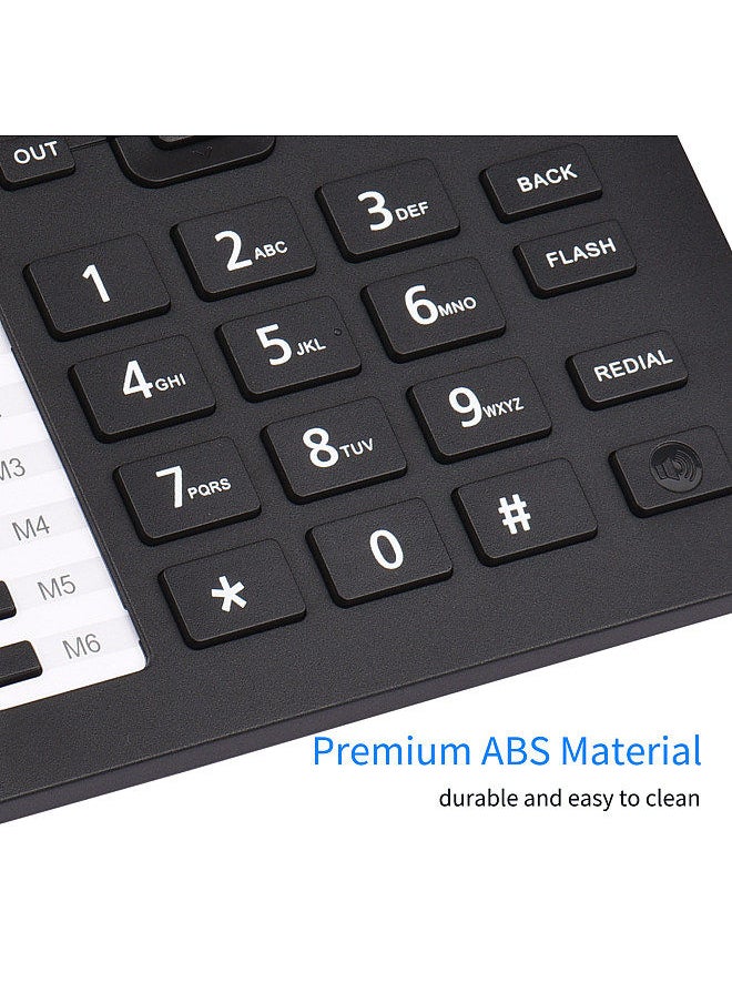 Generic - Black Corded Phone Desk Landline Phone Telephone DTMF/FSK Dual System Support Hands-Free/Redial/Flash/Speed Dial/Ring Volume Control Built-in IC Chip High Quality Sound Real-time Date - Image 1