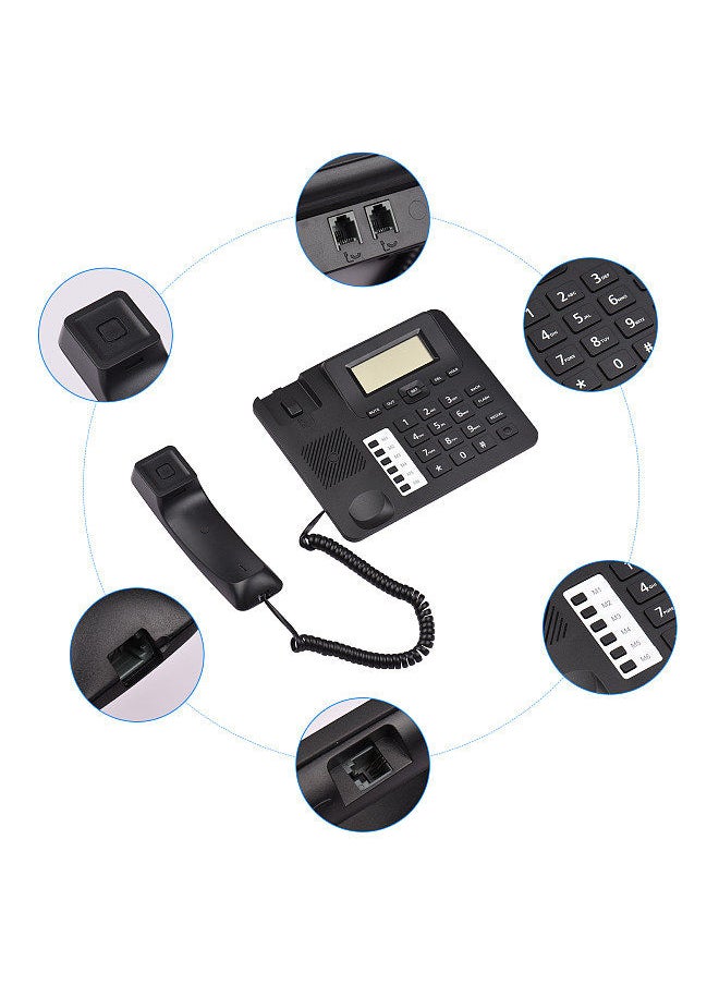 Generic - Black Corded Phone Desk Landline Phone Telephone DTMF/FSK Dual System Support Hands-Free/Redial/Flash/Speed Dial/Ring Volume Control Built-in IC Chip High Quality Sound Real-time Date - Image 1