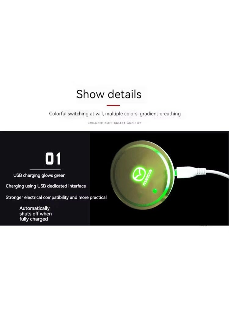 Vierex LED Car Cup Holder Lights For Mazda 7 Colors Changing USB Charging Cup Pad, LED Interior Atmosphere Lamp, Luminous Mat Coasters for Mazda Car Decoration - Image 3