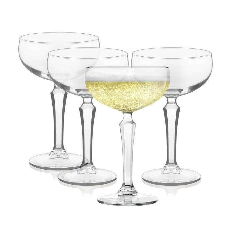 LIBBEY Libbey Capone Coupe Cocktail Glasses Vintage Style Diamond Cut Coupe Martini Glasses Set of 4 Traditional Cocktail Glass Set Champagne Glasses 