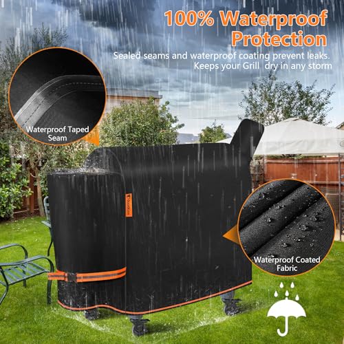 GuardKove [Upgraded 1000D Heavy Duty Fabric]Grill Cover for Traeger Pro 34/780 Series, Waterproof Wood Pellet Smoker Cover, Tear & Fade Resistant with Buckle,Zipper, for Treager Pro 34/780/Texas 34, Z Grills700 - Image 3