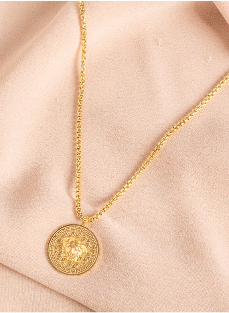 The Black Pearl Accessories - Stainless Steel Gold Necklace with Medousa Pendant - Image 1