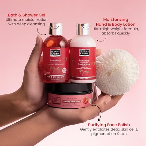 BRYAN  CANDY Bryan & Candy Strawberry Body Care Heart Collection,Gift Set for Women and Men - Image 4