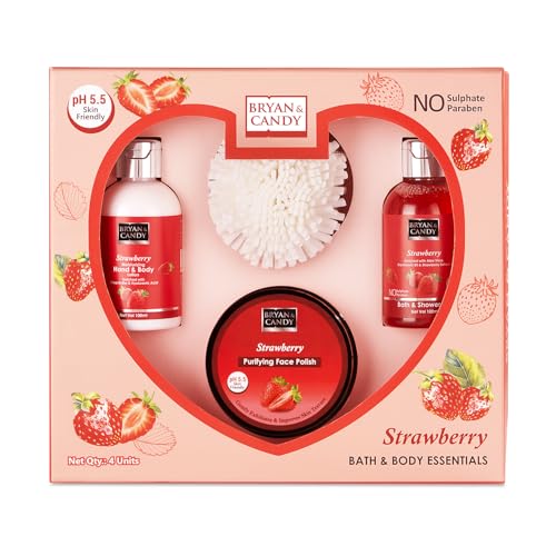 BRYAN  CANDY Bryan & Candy Strawberry Body Care Heart Collection,Gift Set for Women and Men - Image 1