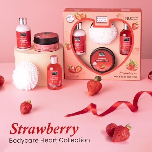 BRYAN  CANDY Bryan & Candy Strawberry Body Care Heart Collection,Gift Set for Women and Men - Image 2