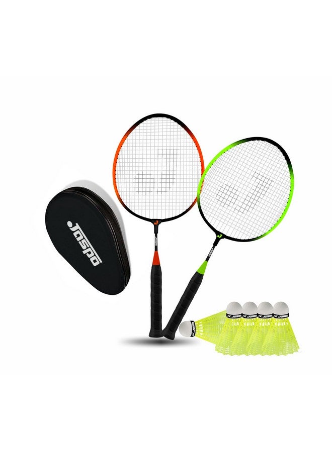 Jaspo Kidzy Steel Badminton Racquet Set (Racket Length -18 Inches) With 6Pc.Nylon Shuttlecock. (Multi)-Recommended For Kids Only - Image 1