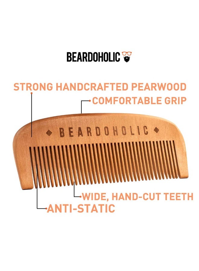 Beardoholic Beardoholic Beard Comb With a Gift Box – Wide Teeth – Anti-Static, Eliminates Tangles and Keeps Your Beard Neat and Tidy – 5.31 x 1.96 IN Handmade 100% Pearwood Design  - Image 4