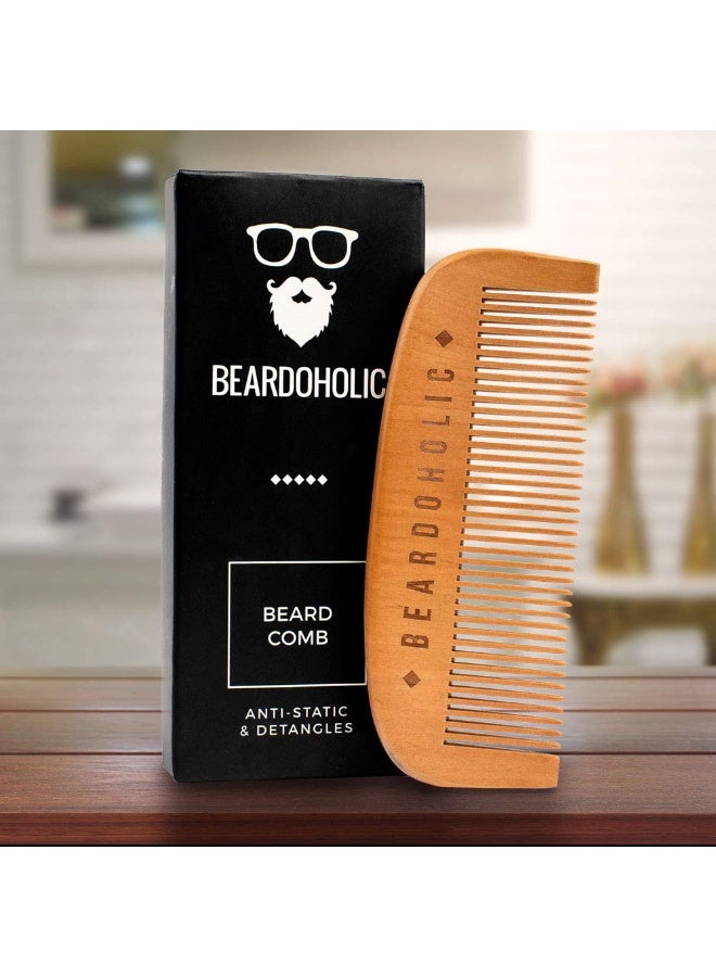 Beardoholic Beardoholic Beard Comb With a Gift Box – Wide Teeth – Anti-Static, Eliminates Tangles and Keeps Your Beard Neat and Tidy – 5.31 x 1.96 IN Handmade 100% Pearwood Design  - Image 2