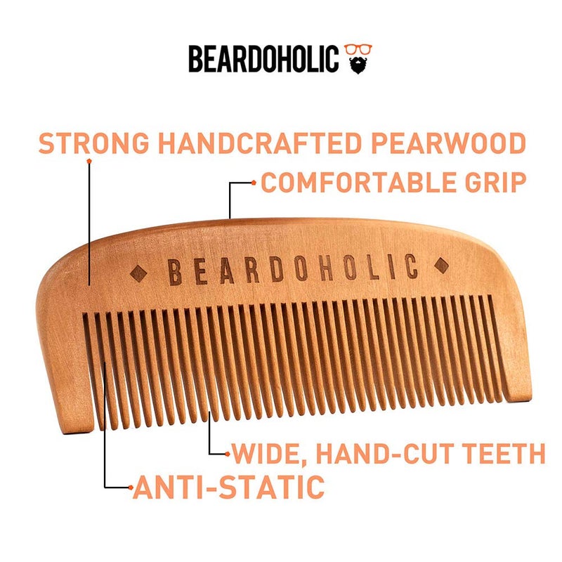 Beardoholic Beard Comb With a Gift Box â€“ Wide Teeth â€“ Anti-Static, Eliminates Tangles and Keeps Your Beard Neat and Tidy â€“ 5.31 x 1.96 IN Handmade 100% Pearwood Design - Image 2