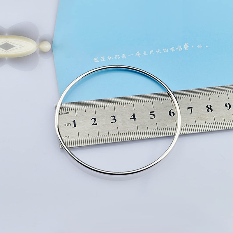 Dankadi Minimalist 925 Sterling Silver Banglest Women Stackable 1/2/3 .Countless Set Bracelet 2MM Thick Diameter 60mm-65mm-68mm Jewelry Gift Wife Her(Silver Color 1 Piece A Style, Diameter 60 MM) - Image 5