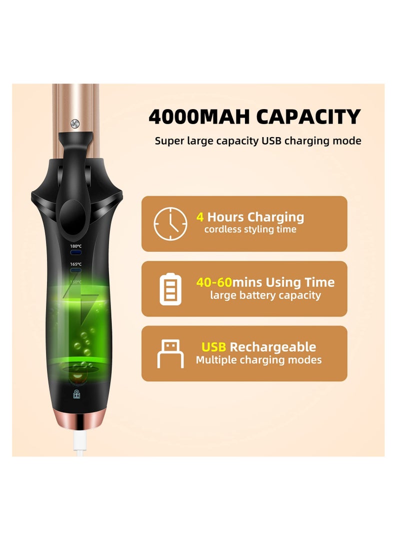 Excefore Mini Curling Wand, Travel Hair Curler, USB Rechargeable, 1-Inch Cordless Portable Lightweight Curling Wand, with Ceramic Coating 3 Temperature Levels, for Long& Short Hair - Image 3