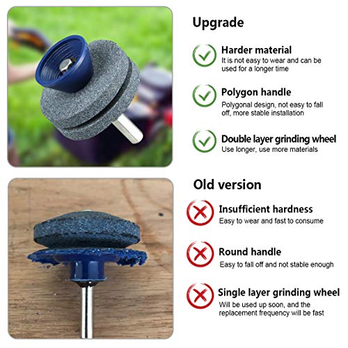 Ankda 【NEW】Double Layer Corundum Lawn Mower Blade Sharpener, Universal Wear Lawnmower Blade Sharpener for Any Power Drill/Hand Drill, Double-Layer Grindstones Easy to Use and Not Easy Damage-(Gray) - Image 4