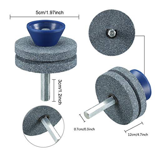 Ankda 【NEW】Double Layer Corundum Lawn Mower Blade Sharpener, Universal Wear Lawnmower Blade Sharpener for Any Power Drill/Hand Drill, Double-Layer Grindstones Easy to Use and Not Easy Damage-(Gray) - Image 2