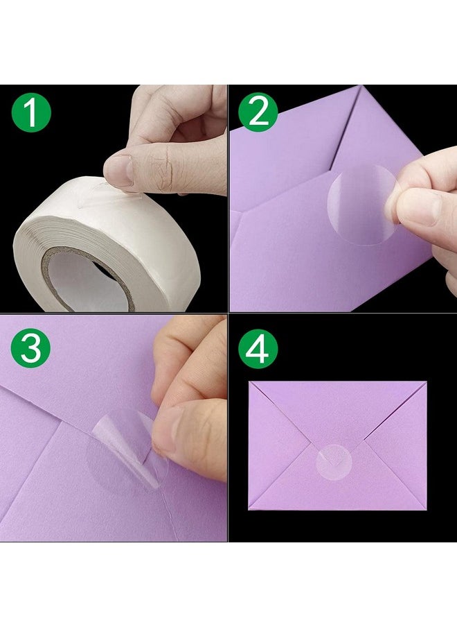 yuntop - 1000 Pcs Per Roll Clear Package Seals Stickers Envelope Seals For Mailing Round Circle Wafer Seal Labels Transparent Envelope Tab Sealer And Retail Package Self Adhesive Seal Label Sticker (1 Inch) - Image 1