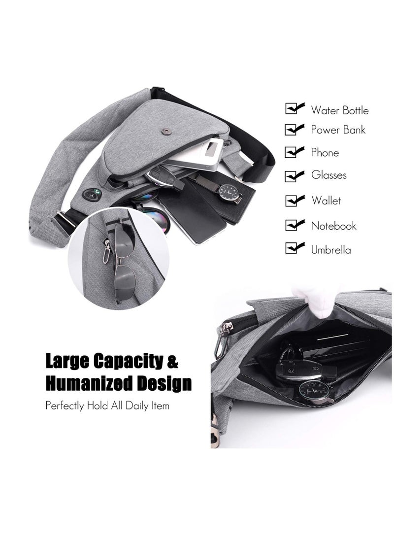 Sling Bags, Mens Shoulder Unbalance Backpacks Ultra-Light Chest Pack Multipurpose Crossbody Bags Boy Outdoor Sport Travel Gym Running Hiking Daypack Cycling Hiking Camping Outdoor Travel Bag (Gray A) - Image 5