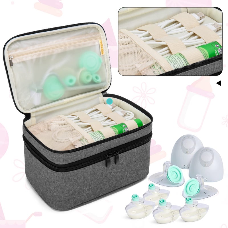 BAFASO Breast Pump Bag Compatible with Momcozy S12 Pro, Momcozy M5, Elvie Breast Pump, Carrying Case for Wearable Breast Pump and Extra Parts, Gray - Image 4