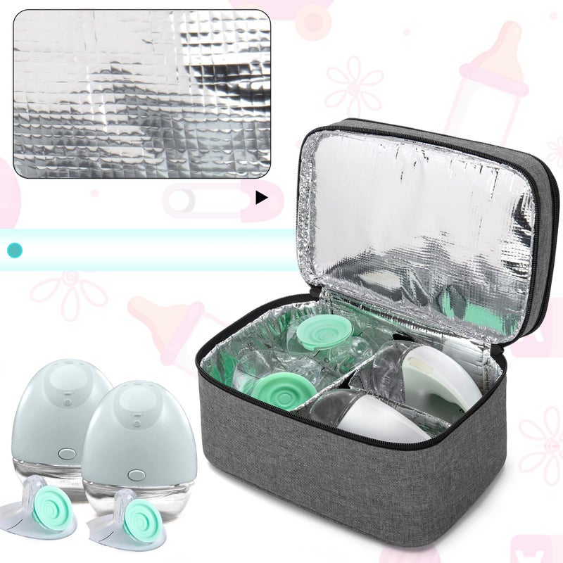 BAFASO Breast Pump Bag Compatible with Momcozy S12 Pro, Momcozy M5, Elvie Breast Pump, Carrying Case for Wearable Breast Pump and Extra Parts, Gray - Image 2