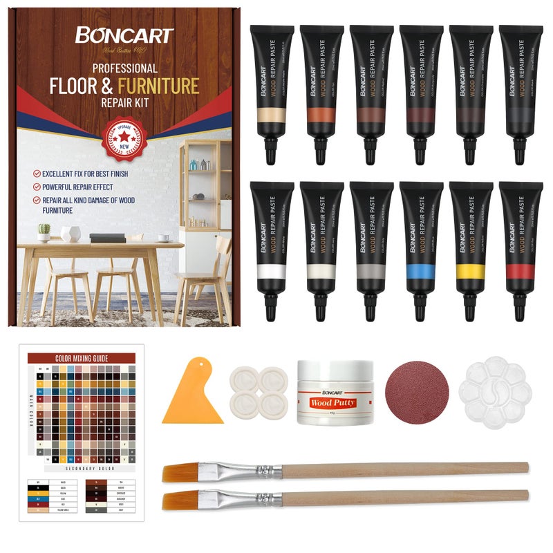 Boncart Wood Furniture Repair Kit Wood Filler-Repair Scratch  Cracks  Hole  Discoloration For Wooden Door  Floor  Table  Cabinet -Restore Any Wood  Cherry  Walnut - Image 1